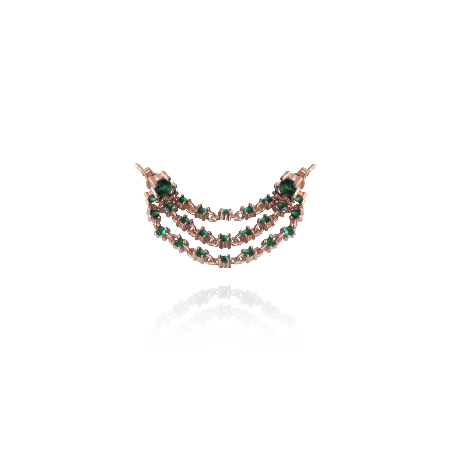 one-sided earring with Vibrant green stone