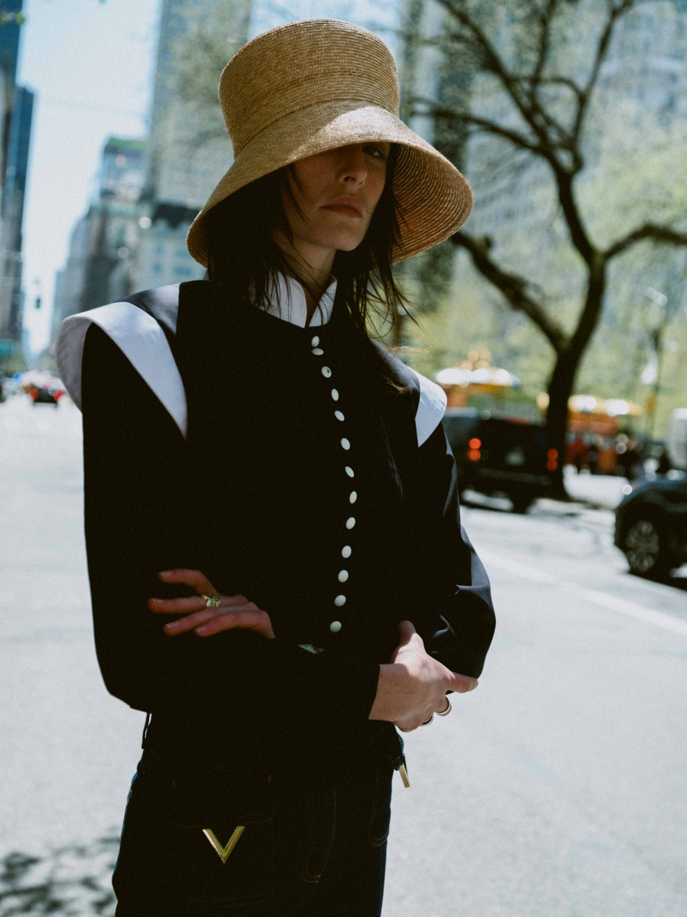 Napoleon Blue Cropped Military Jacket