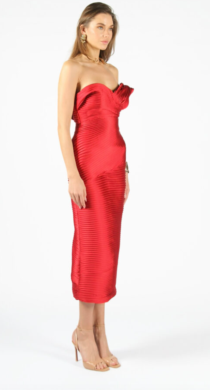 Maya Pleated Off Shoulder Dress