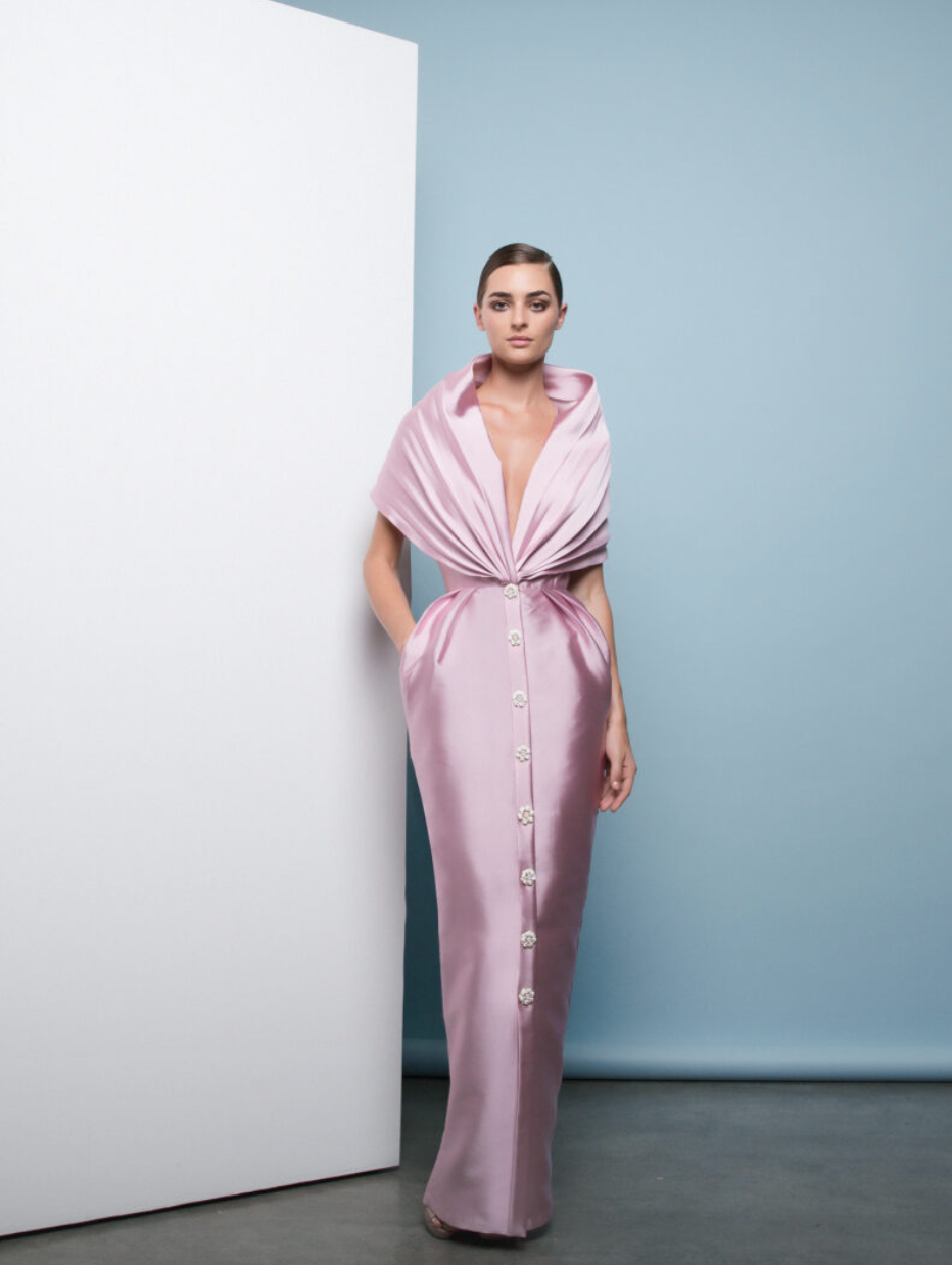 Rania Pleated Cape Dress