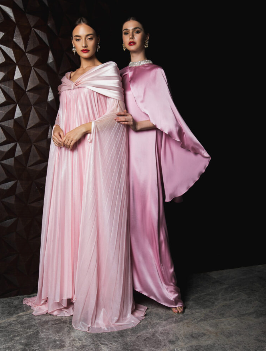 The Metalic Pink Cape Dress