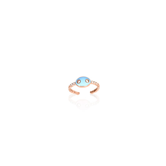 Button Blue Enamel Little Ring