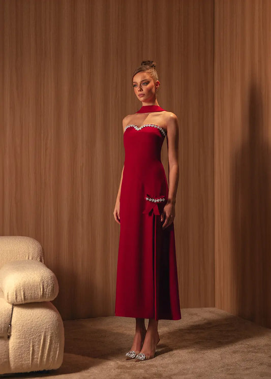Red Embroidered Dress