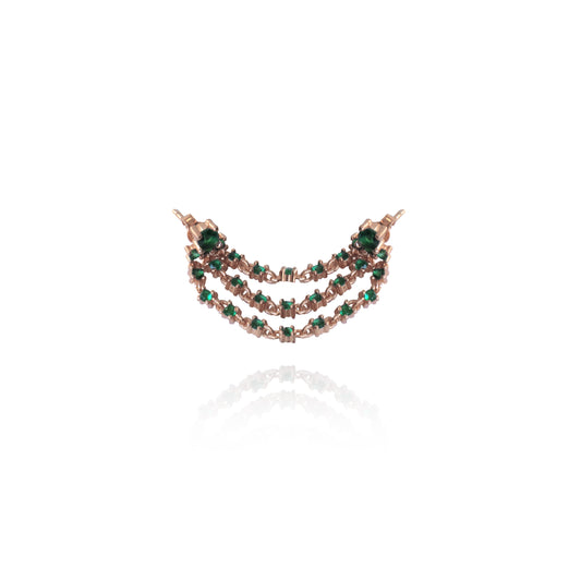 one-sided earring with Vibrant green stone