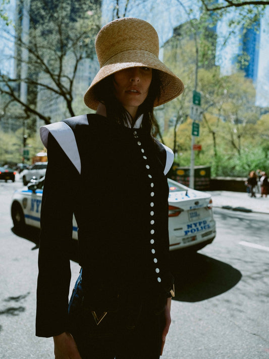 Napoleon Blue Cropped Military Jacket