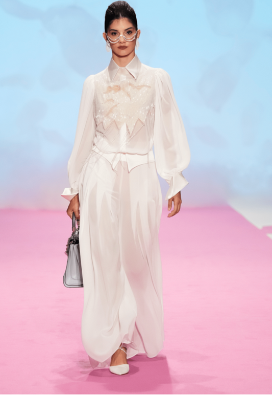Alia Chiffon jump suit w/ beaded bolero
